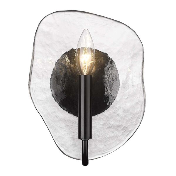 Samara Matte Black One-Light Wall Sconce with Hammered Water Glass, image 5